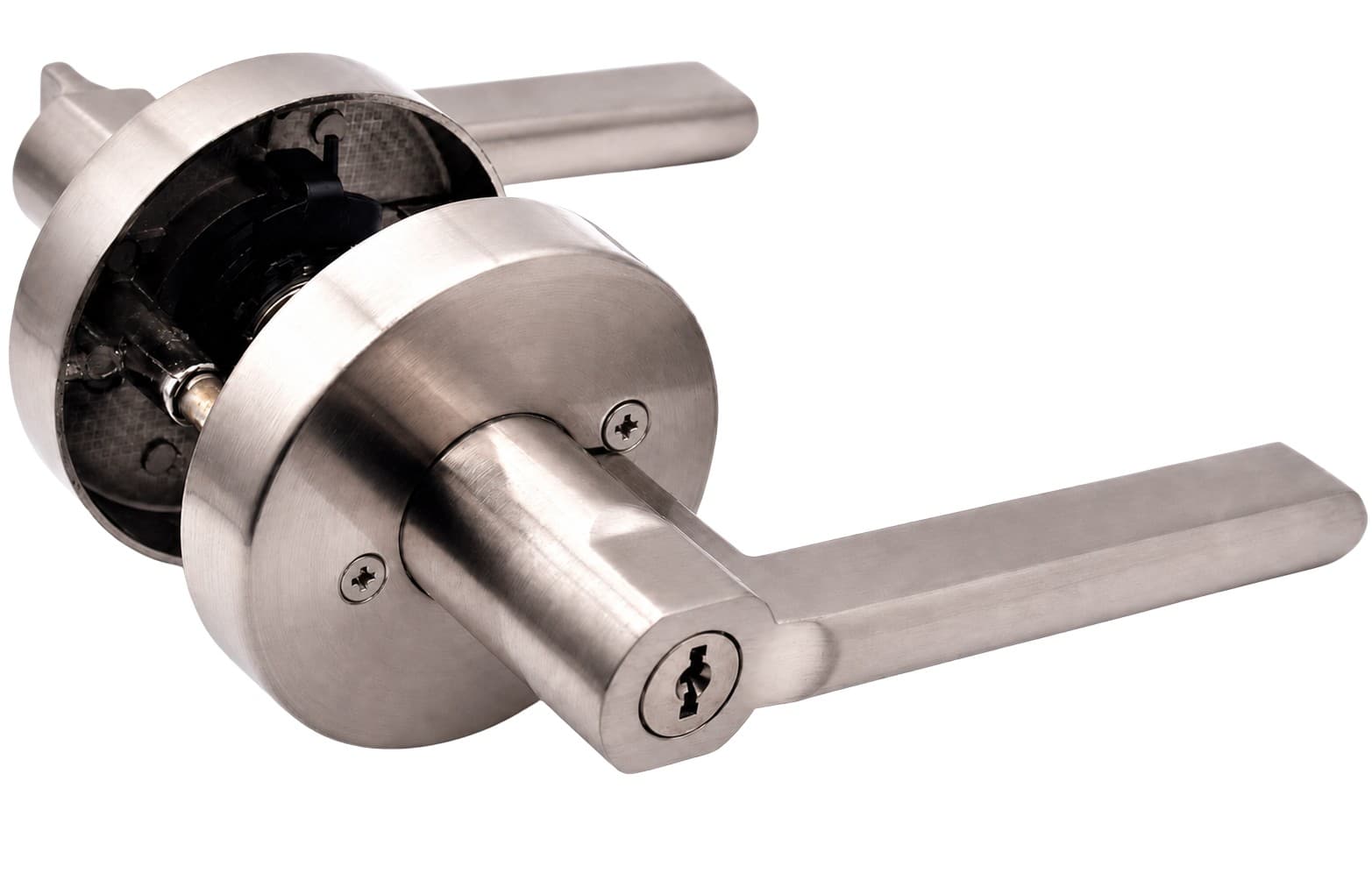 Falmouth Exposed-Screw Square-Rose Leverset